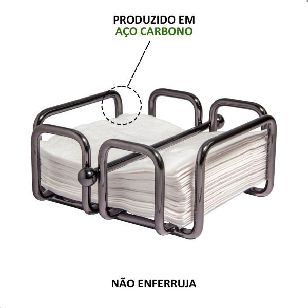 Imagem de Suporte Porta Guardanapos Mesa Pequeno Aço Preto Ônix