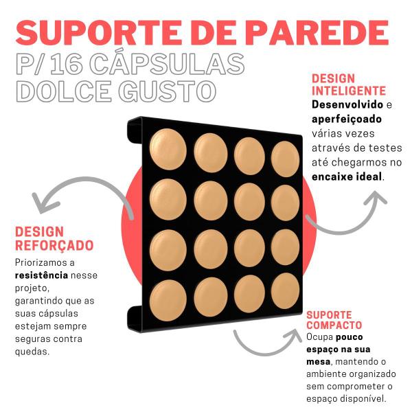 Imagem de Suporte Porta Organizador De Parede Compatível com Até 16 Cápsulas de Café Dolce Gusto