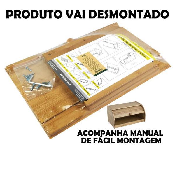 Imagem de Suporte Porta Pão Bolo Madeira Bambu Com Tampa Retrátil Mesa Bancada Ecokitchen- BM20354 Mimo