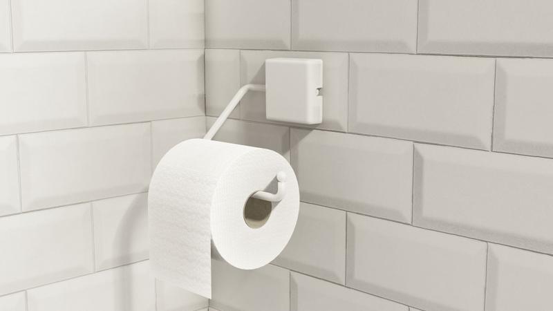 Imagem de Suporte Porta Papel Higiênico Adesivo 3M Parede Acessórios Banheiro Fixo Premium Resistente