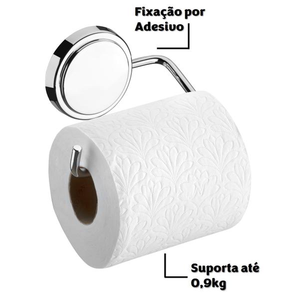 Imagem de Suporte Porta Papel Higiênico Banheiro Adesivo Dupla Face Cromado - 142 Future