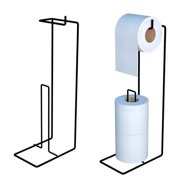 Suporte Porta Papel Higiênico De Chão 3 Rolos Preto Branco - Dicarlo Imagem de Suporte Porta Papel Higiênico De Chão 3 Rolos Preto Branco