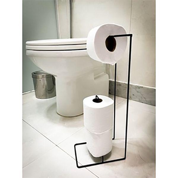 Suporte Porta Papel Higiênico De Chão 3 Rolos Preto Branco - Dicarlo Imagem de Suporte Porta Papel Higiênico De Chão 3 Rolos Preto Branco