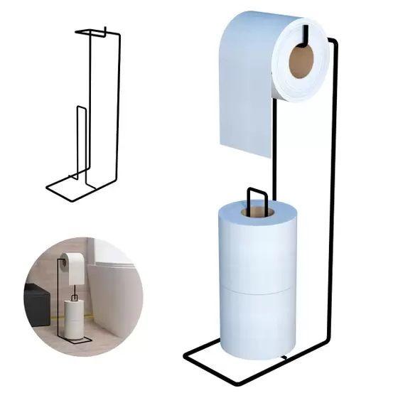 Suporte Porta Papel Higiênico De Chão 3 Rolos Preto Branco - Dicarlo Imagem de Suporte Porta Papel Higiênico De Chão 3 Rolos Preto Branco