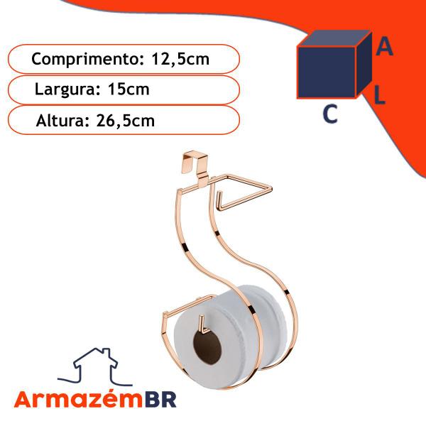 Imagem de Suporte Porta Papel Higiênico Duplo De Caixa Acoplada Banheiro Cobre Rose Gold - 1096rg Future