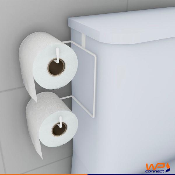 Suporte Porta Papel Higiênico Duplo para Caixa Acoplada em Aço Carbono - Wp Connect Imagem de Suporte Porta Papel Higiênico Duplo para Caixa Acoplada em Aço Carbono