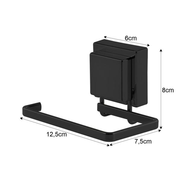 Imagem de Suporte Porta Papel Higiênico Fixação Ventosa Preto Fosco Piatina