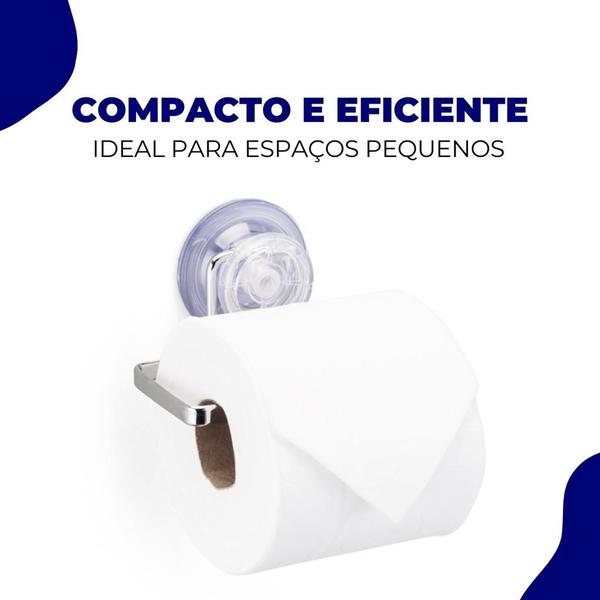 Suporte Porta Papel Higiênico Papeleira Banheiro Fixação Sem Furo Ventosa Metal Arthi Imagem de Suporte Porta Papel Higiênico Papeleira Banheiro Fixação Sem Furo Ventosa Metal Arthi