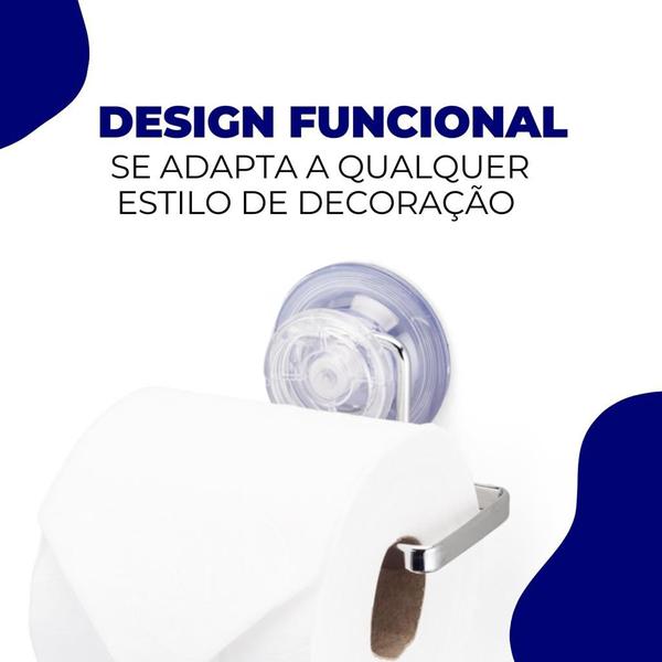 Suporte Porta Papel Higiênico Papeleira Banheiro Fixação Sem Furo Ventosa Metal Arthi Imagem de Suporte Porta Papel Higiênico Papeleira Banheiro Fixação Sem Furo Ventosa Metal Arthi