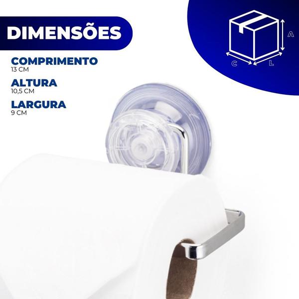 Suporte Porta Papel Higiênico Papeleira Banheiro Fixação Sem Furo Ventosa Metal Arthi Imagem de Suporte Porta Papel Higiênico Papeleira Banheiro Fixação Sem Furo Ventosa Metal Arthi