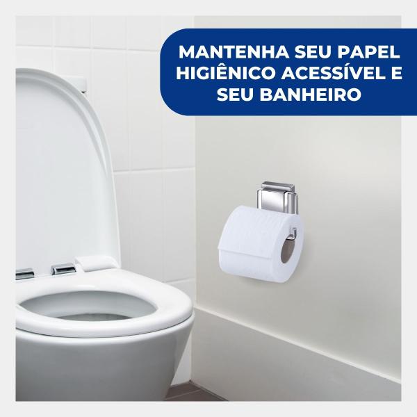 Imagem de Suporte Porta Papel Higiênico Papeleira  Nicho Banheiro com Ventosa Arthi