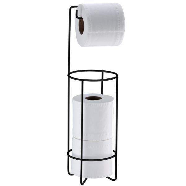Suporte Porta Papel Higiênico Triplo Aramado De Chão Banheiro Preto Fosco - 1051PT Future Imagem de Suporte Porta Papel Higiênico Triplo Aramado De Chão Banheiro Preto Fosco - 1051PT Future
