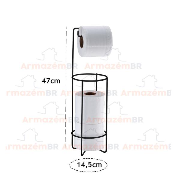 Suporte Porta Papel Higiênico Triplo Aramado De Chão Banheiro Preto Fosco - 1051PT Future Imagem de Suporte Porta Papel Higiênico Triplo Aramado De Chão Banheiro Preto Fosco - 1051PT Future