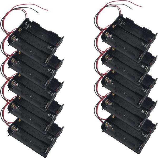 Imagem de Suporte Porta Pilhas para 3 Pilhas AA 1,5V em Paralelo 3 Slots Preto - Kit com 10 Peças