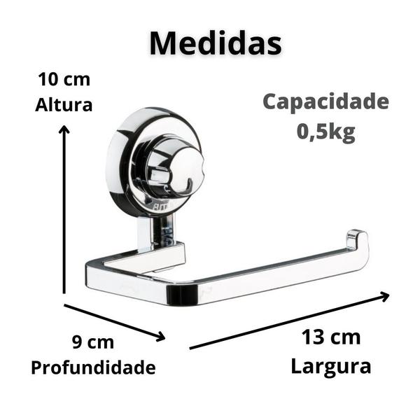 Imagem de Suporte Porta Rolo Papel Higiênico Cromado C Ventosa Future