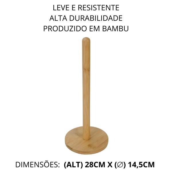 Imagem de Suporte Porta Rolo Papel Toalha De Mesa Cozinha Em Bambu