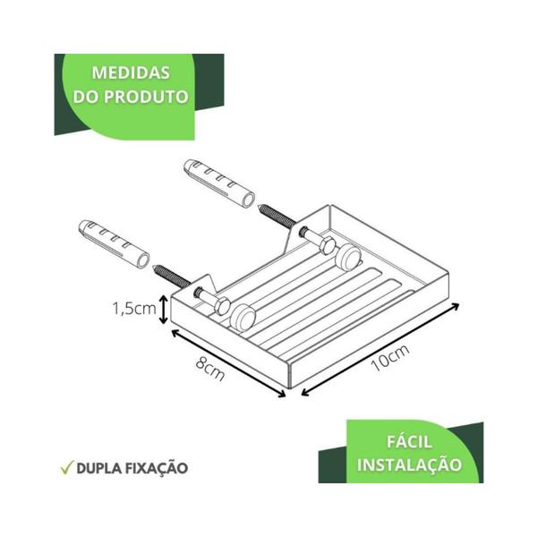 Imagem de Suporte Porta Sabonete De Banheiro de Parede Branco F.Plus