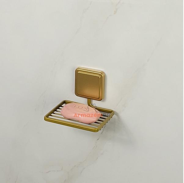 Imagem de Suporte Porta Sabonete Saboneteira Banheiro Adesivo Dupla Face Dourado - 181DO Future