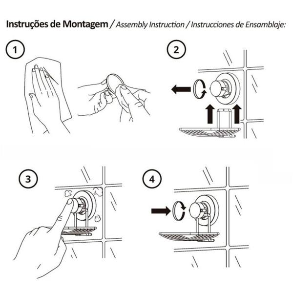 Imagem de Suporte Porta Sabonete Ventosa Banheiro Preto Fosco Future