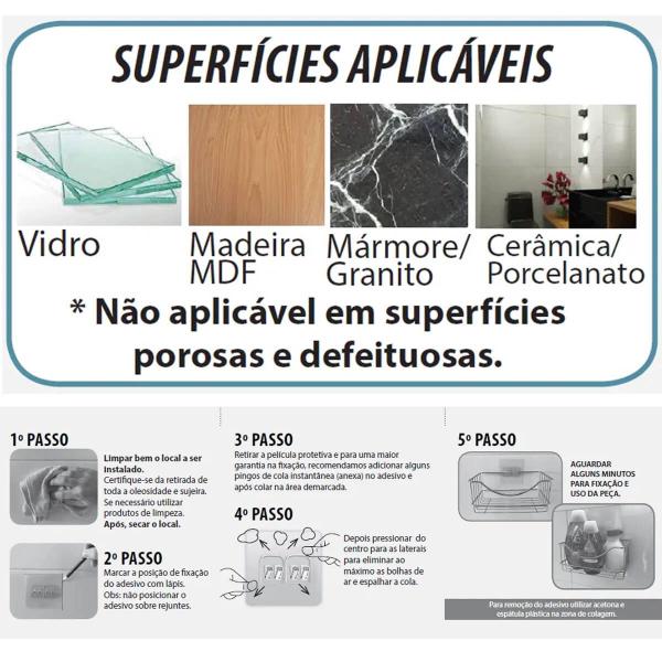 Imagem de Suporte Porta Shampoo para Banheiro Aço Cromado Fixação Adesiva Utimil