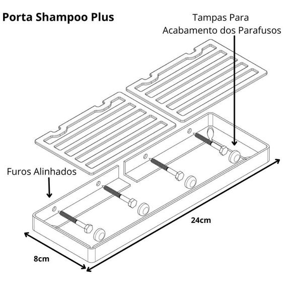 Imagem de Suporte Porta Shampoo Prateleira Branco De Parede Plus