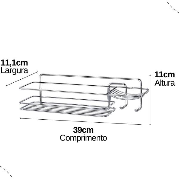 Suporte Porta Shampoo Saboneteira De Parede Box Banheiro Kit Fixação Armário Organizador - Arthi Imagem de Suporte Porta Shampoo Saboneteira De Parede Box Banheiro Kit Fixação Armário Organizador