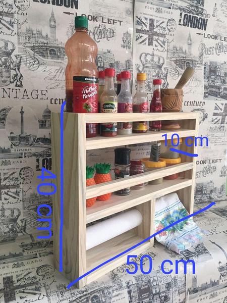 Imagem de Suporte porta tempero cozinha condimentos churrasqueira parede (Pinus)