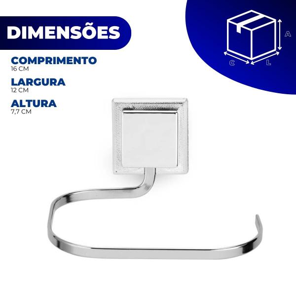 Imagem de Suporte Porta Toalha de Rosto Banheiro Sem Furo 3M Cromado