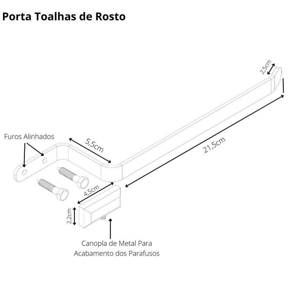 Imagem de Suporte Porta Toalha De Rosto Parede Branco e Cromo Empire