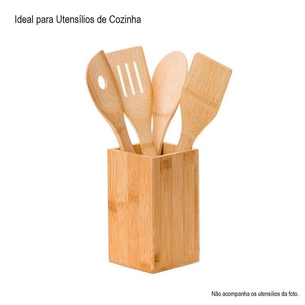 Imagem de Suporte Porta Utensílios de Cozinha de Bambu 16x9cm - PLASVALE