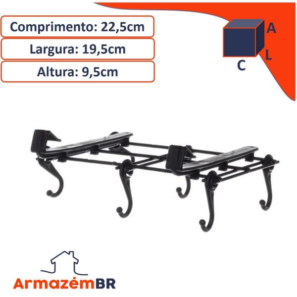 Imagem de Suporte Porta Xícaras Canecas Organizador De Armário - Preto