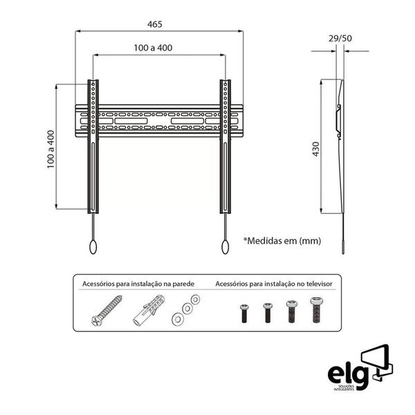 Imagem de Suporte Pra Tv Universal 32 A 65 Polegadas Fixo