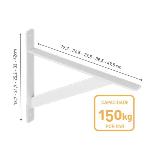 Imagem de Suporte Prateleira Mão Francesa Reforçada Prat-K 25cm Branco