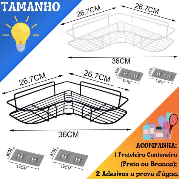 Imagem de Suporte Prateleira Porta Shampoo Canto Sem Furo Organizador