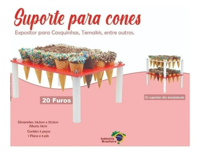 Suporte Profissional Para Cone E Casquinhas Com 20 Cavidades - solrac Imagem de Suporte Profissional Para Cone E Casquinhas Com 20 Cavidades