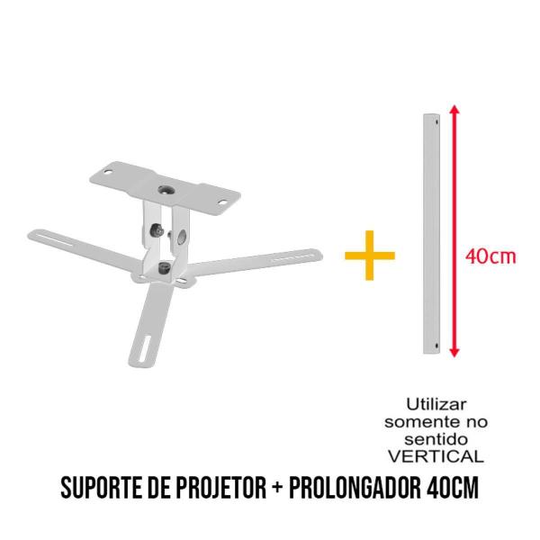 Imagem de Suporte Projetor Datashow Teto Braço 40 Cm - Preto