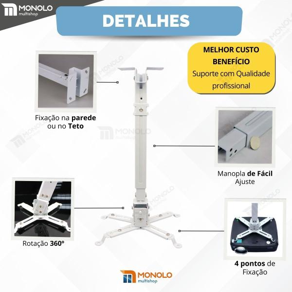 Imagem de Suporte Projetor de Teto Parede Datashow Universal Até 25kg