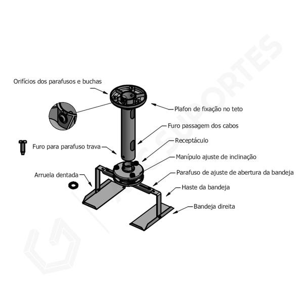 Imagem de Suporte Projetor MINI Teto Com Bandeja - Avatron SBA-120M-W