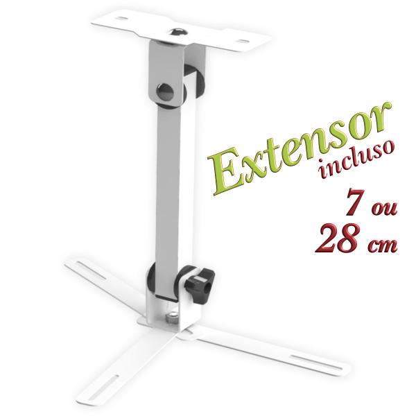 Suporte projetor teto mini led datashow braço extensor 20 cm branco - MULTIFORMA Imagem de Suporte projetor teto mini led datashow braço extensor 20 cm branco