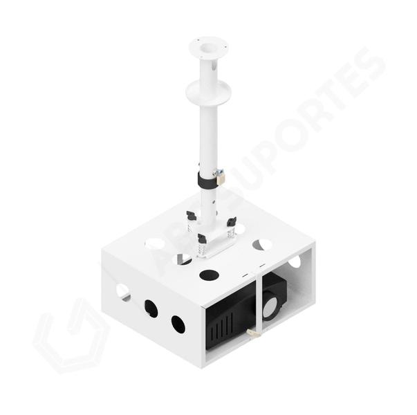 Imagem de Suporte Projetor Teto Telescópio 360 com Gaiola Antifurto - Avatron SPG-3540TG-W