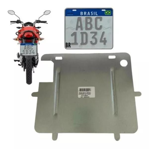 Imagem de Suporte Protetor Moldura Placa Moto Padrão Novo Mercosul Universal Honda YAMAHA