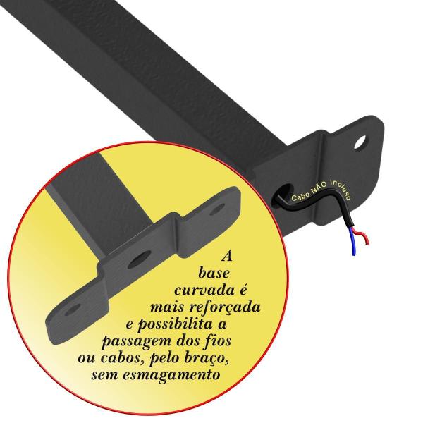 Imagem de Suporte Refletor Base Reta Braço 20 Cm Preto