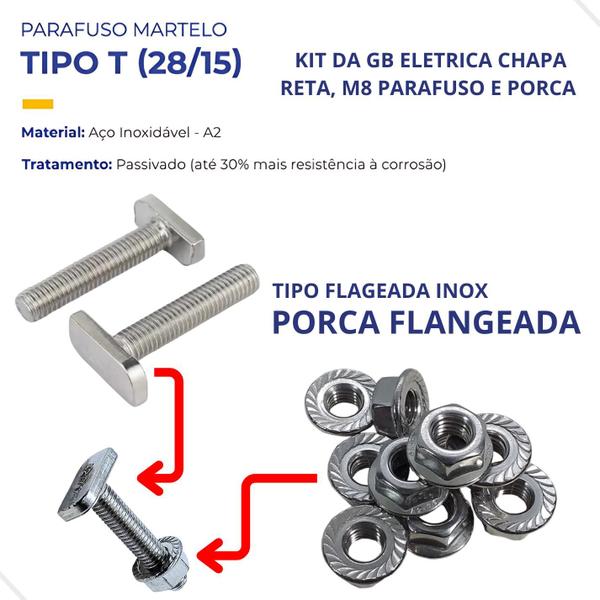 Imagem de Suporte Reto Haste Energia Solar Com Parafuso m8 6 Un inox 