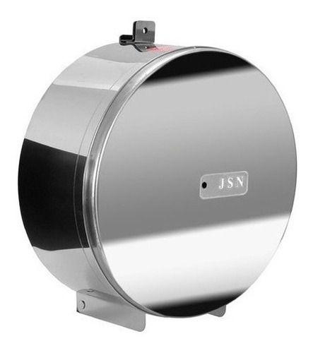 Suporte Rolo Papel Higienico Aço Inox Com Porta Cadeado 300m - JSN Imagem de Suporte Rolo Papel Higienico Aço Inox Com Porta Cadeado 300m