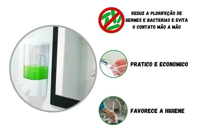 Imagem de Suporte Sabonete Líquido Saboneteira E Álcool Gel Com 650Ml