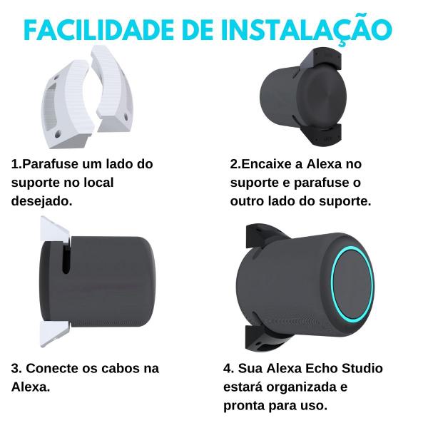 Imagem de Suporte Stand de Teto e Parede Compatível com Amazon Alexa Echo Studio