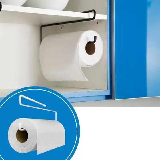 Suporte Suspenso Porta Papel Toalha Organizador Aço Encaixe Armário - Vapet Vupet Imagem de Suporte Suspenso Porta Papel Toalha Organizador Aço Encaixe Armário