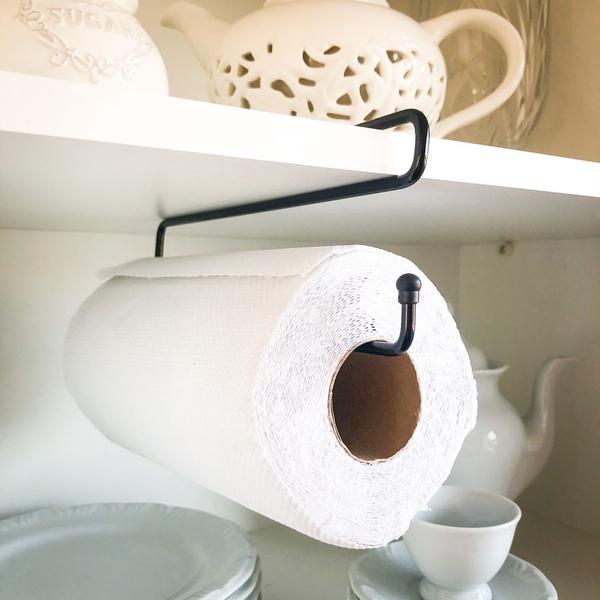 Suporte Suspenso Porta Papel Toalha Organizador Aço Encaixe Armário - Vapet Vupet Imagem de Suporte Suspenso Porta Papel Toalha Organizador Aço Encaixe Armário