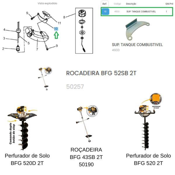 Imagem de Suporte Tanque de Combustível P/Perfurador de Solo BFG520