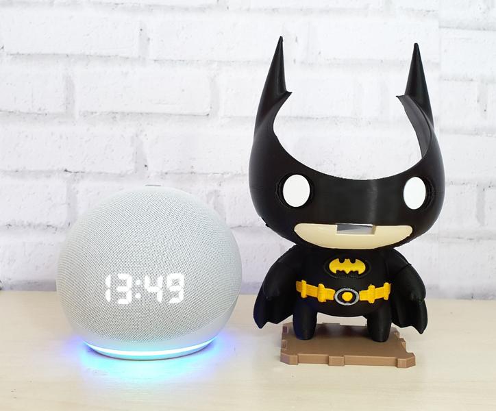 Imagem de Suporte Tema Batman compatível com Alexa Echo Dot 4 Com e sem Relógio